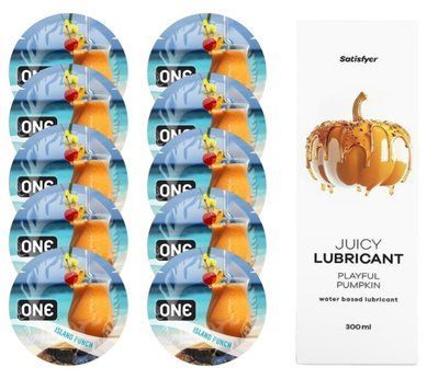 Набор One Island Punch 10 шт. + Лубрикант Satisfyer Playful Pumpkin 300 мл SOS12407 фото