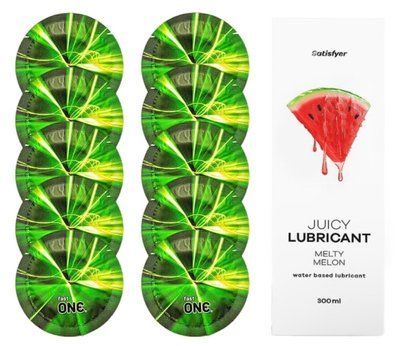 Комплект One Glowing 10 шт. + Лубрикант Satisfyer Juicy Lubricant Melty Melon (300 мл) SOS12207 фото
