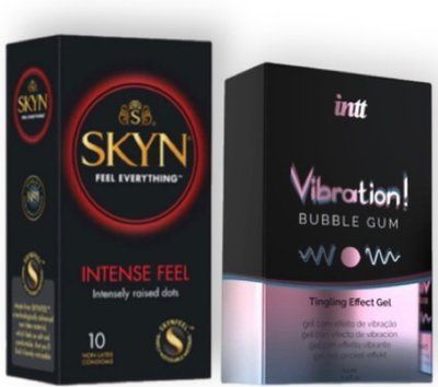 SKYN Intense Feel 10 шт + Intt Vibration Bubble Gum (15 мл) SOS6943 фото