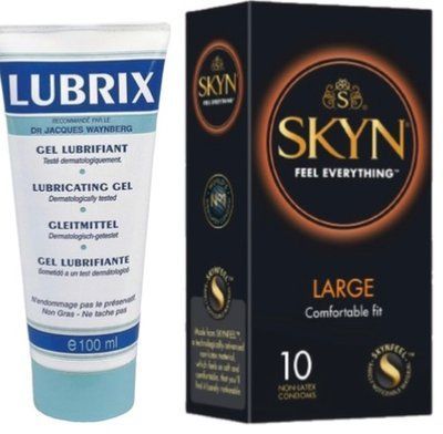 Набор из Лубрикант на водной основе Lubrix (100 мл) + SKYN Large 10 шт. SOS8788 фото