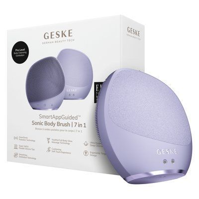 Ультразвукова щітка для тіла та інтенсивний пілінг GESKE Sonic Body Brush&Intensive Exfoliator 7в1 purple HB0358 фото
