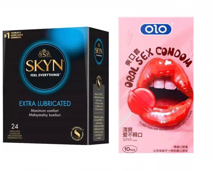 Набор презервативов Skyn Extra Lube 24 штуки + OLO Oral Candy 10 штук SOS13 фото