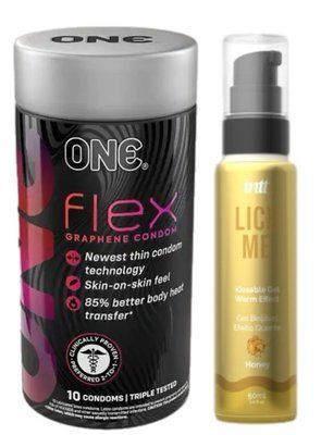 Комплект Набір 10 штук ONE Flex графен + Гель INTT Lick Me Kissable Gel Honey 50 мл SOS6263 фото