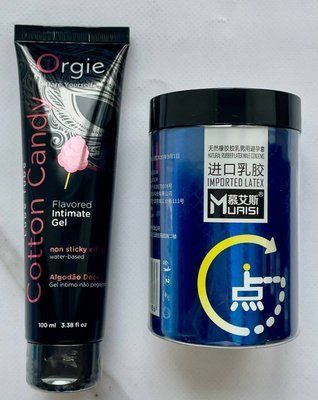 Набір Muaisi 0.02 мм Blue 12 шт - Лубрикант ORGIE LUBE TUBE цукрова вата, 100 мл SOS2941 фото