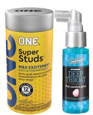 Комплект 12 шт ONE Super Studs + Спрей Doc Johnson GoodHead DeepThroat Spray - Cotton Candy 59 мл SOS6212 фото