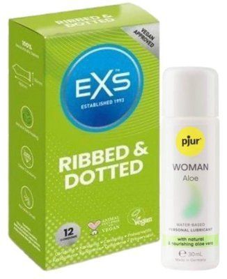 Набір EXS Ribbed & Dotted (12 шт) + pjur Woman Aloe 30 мл SOS13510 фото