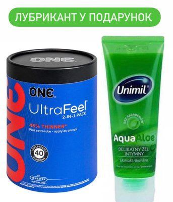 Набор ONE UltraFeel 2-in-1 Pack 40 шт + Лубрикант Unimil Aloe 80 мл SOS1840 фото