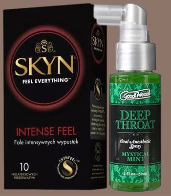 Комплект SKYN Intense Feel 10 шт + Спрей Doc Johnson GoodHead DeepThroat Spray - Mystical Mint 59 мл SOS5657 фото