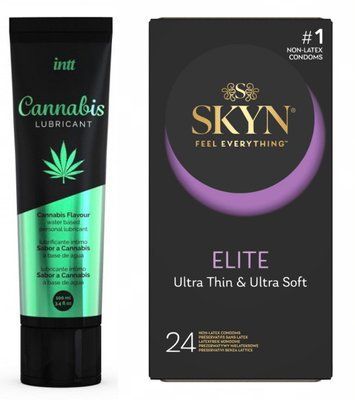 Комплект: Лубрикант Intt Cannabis (100 мл) + SKYN Elite, 24 шт SOS11253 фото