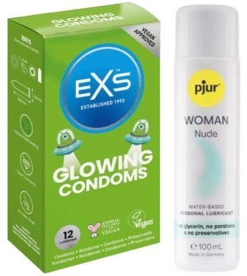 Комплект EXS Glowing 12 шт + Pjur Woman Nude 100 мл SOS13610 фото
