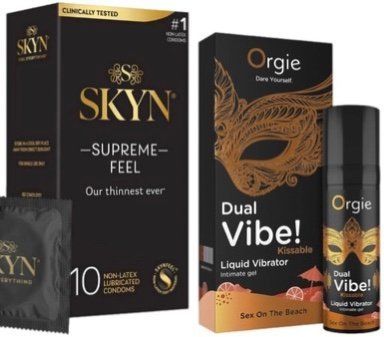 Набор из Skyn ​​Supreme Feel 10 шт + Жидкий вибратор SEXY VIBE "Коктейль Секс на пляже" DUAL VIBE! (15 мл) от Orgie SOS10299 фото