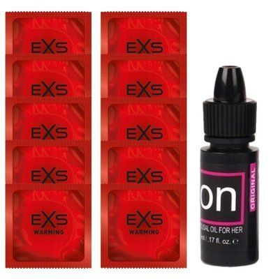 Комплект EXS Warming 10 шт + Sensuva ON Arousal Oil for Her Original 5 мл SOS14312 фото