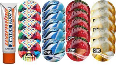 Набор из Swiss Navy Warming 10мл + ONERibs + ONE Mint + ONEChocolateStrawberry + ONEBanana SOS8589 фото