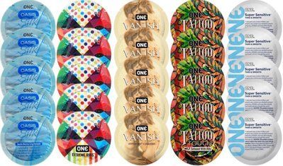 Набор с 25 шт One Oasis Silk + ONE Ribs + ONE Vanish + ONE Tattoo + ONE Sensitive SOS8338 фото