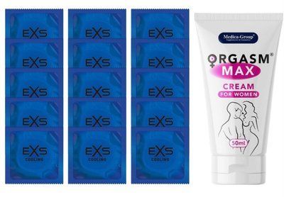 Комплект EXS Cooling 15 шт + Orgasm Max Cream for Women 50 мл SOS14562 фото