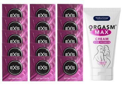 Комплект EXS Extra Thick 15 шт + Orgasm Max Cream for Women SOS14703 фото