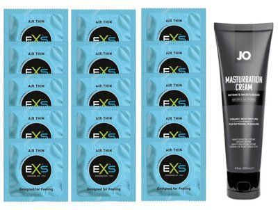 Комплект EXS Air Thin 15 шт + JO Masturbation Cream SOS14753 фото