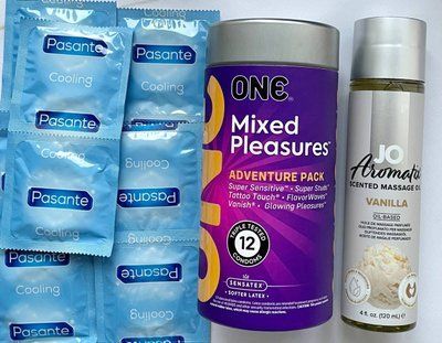 Комплект 22 шт ONE Mixed Pleasures + Pasante Cooling + System JO Aromatix Vanilla 120 мл  SOS1690 фото