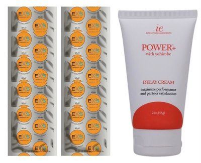 Комплект: EXS Delay 10 шт + Пролонгатор Doc Johnson Power+ with Yohimbe 56 г SOS11002 фото