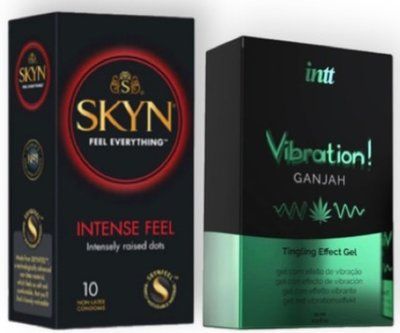SKYN Intense Feel 10 шт + Intt Vibration Ganjah (15 мл) SOS6944 фото