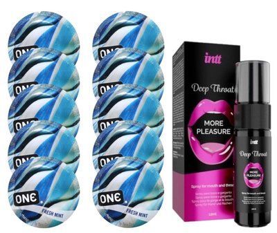 Комплект ONE Fresh Mint 10 шт + Intt Deep Throat &ndash; 12 мл SOS13811 фото