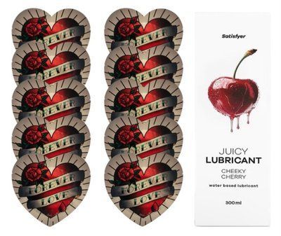 Комплект Pasante Heart 10шт. + Лубрикант Satisfyer Juicy Lubricant Cheeky Cherry 300 мл SOS11558 фото