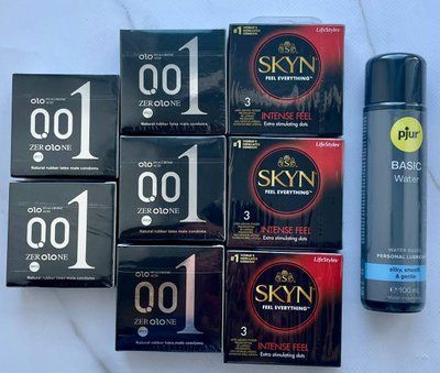 Набір 24 шт OLO Feeling Ultrathin 001 + Skyn Intense Feel + Лубрикант pjur Basic Waterbased, 100 мл SOS3791 фото