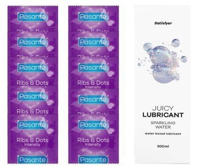 Комплект Pasante Intensity 10шт. + Лубрикант Satisfyer Juicy Lubricant Sparkling Water 300 мл SOS11608 фото