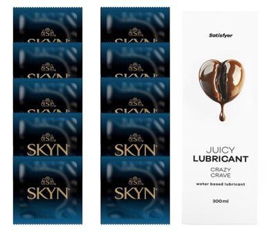Комплект SKYN Extra Lube 10 шт. + Лубрикант Satisfyer Juicy Lubricant Crazy Crave 300 мл SOS12560 фото
