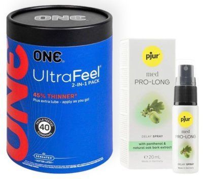 Набор из ONE UltraFeel 2-in-1 Pack 40 шт + Пролонгатор pjur MED Prolong Spray 20 мл SOS9089 фото