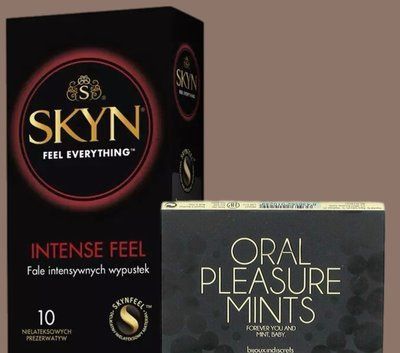 Комплект SKYN Intense Feel 10 шт + Мятные конфеты Bijoux Indiscrets Oral Pleasure Mints &ndash; Peppermint SOS5607 фото