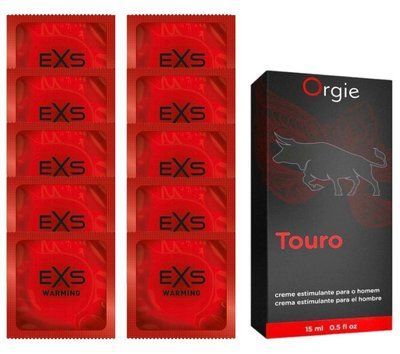 Комплект EXS Warming 10 шт + Orgie TOURO XXXL Power Cream (15 мл) SOS14362 фото