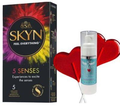 Набор из SKYN 5 Senses + Жидкий вибратор мощный вкус: леденец, 30 мл 5th Paradise SOS9639 фото