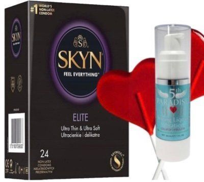 Набор из SKYN Elite (24 шт) + возбуждающие капли 5th Paradise Liquid Vibrator &mdash; Леденец (30 мл) SOS10149 фото