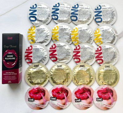 Набор 20 шт - ONE Super Studs, Classic, Vanish, Extreme ribs, Flavor Waves + Intt Deep Throat Oral Spray (12 мл) SOS1890 фото