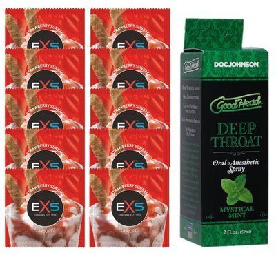 EXS STRAWBERRY SUNDAE 10 шт + Doc Johnson DeepThroat Spray &ndash; Mystical Mint (59 мл) SOS14061 фото
