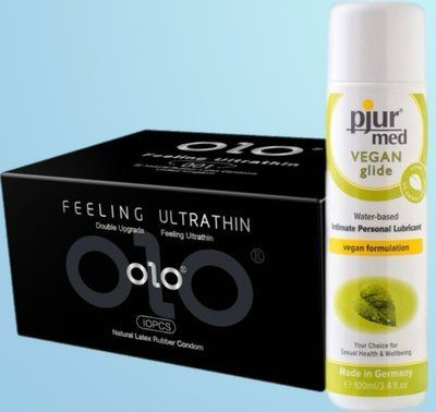 Набір OLO - ультратонкі -001 ( 10 штук) + Лубрикант pjur MED Vegan glide 100 мл SOS4502 фото