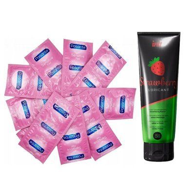 Pasante Sensitive Feel 20 шт та Лубрикант INTT Strawberry (100 мл) SOS945 фото
