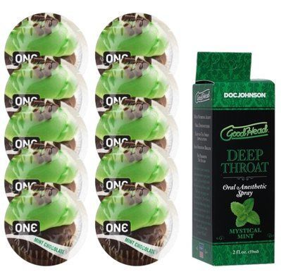 Комплект ONE Mint Chocolate 10 шт + Doc Johnson GoodHead Tingle Spray Mystical Mint (59 мл) SOS13861 фото