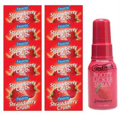 Pasante Strawberry Crush 10 шт + Doc Johnson &ndash; Strawberry, 29 мл SOS13961 фото