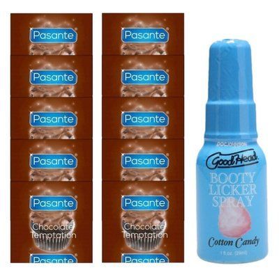 Pasante Chocolate Temptation 10 шт + Doc Johnson Booty Licker Spray &ndash; Cotton Candy (29 мл) SOS14011 фото