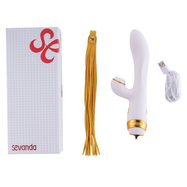 Вібратор-кролик з флогером LOCKINK SEVANDA Whip Vibrating Massage Wand - White & Golden SX0904 фото