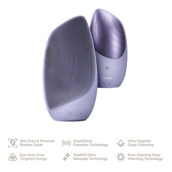 Электронная звуковая термо щетка для лица GESKE Sonic Thermo Facial Brush 6в1 purple HB0079 фото