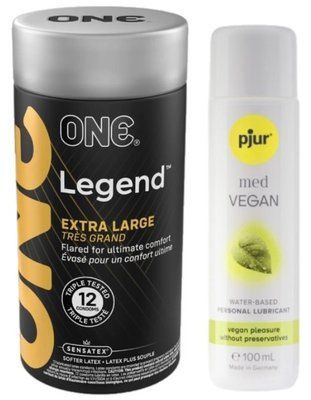 Комплект ONE Legend Extra Large 12 шт + Pjur MED Vegan Glide 100 мл SOS13111 фото