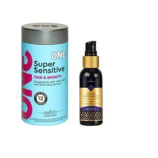 ONE Super Sensitive Pack 12 шт.+ Змазка на водній основі Змазка на водній основі Sensuva Natural Water-Based Blueberry Muffin, 57 мл SOS6518 фото