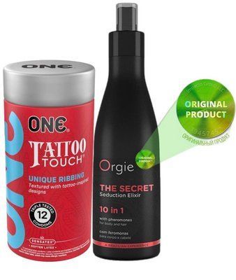 ONE Tattoo Touch Pack &ndash; 12 шт + Бальзам для волос и тела с феромонами THE SECRET 10 в 1 ORGIE SOS6364 фото