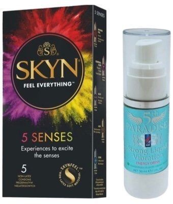Набор SKYN 5 Senses + Жидкий вибратор мощный вкус: энергетический напиток, 30 мл 5th Paradise SOS9640 фото