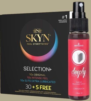 Комплект Skyn ​​Selection 30 шт + 5 of 5 Senses, 35 шт + Спрей Sensuva - Deeply Love You Cinnamon (29 мл) SOS5508 фото