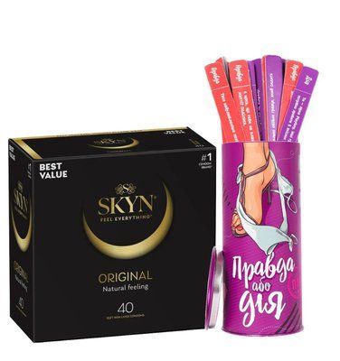 Набір : SKYN ORIGINAL &mdash; 40 шт та "Правда або дія" : Гра для пар SOS796 фото