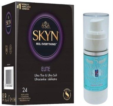 Набор из SKYN Elite (24 шт) + Жидкий вибратор 5th Paradise Liquid Vibrator - Энергетический напиток (30 мл) SOS10150 фото